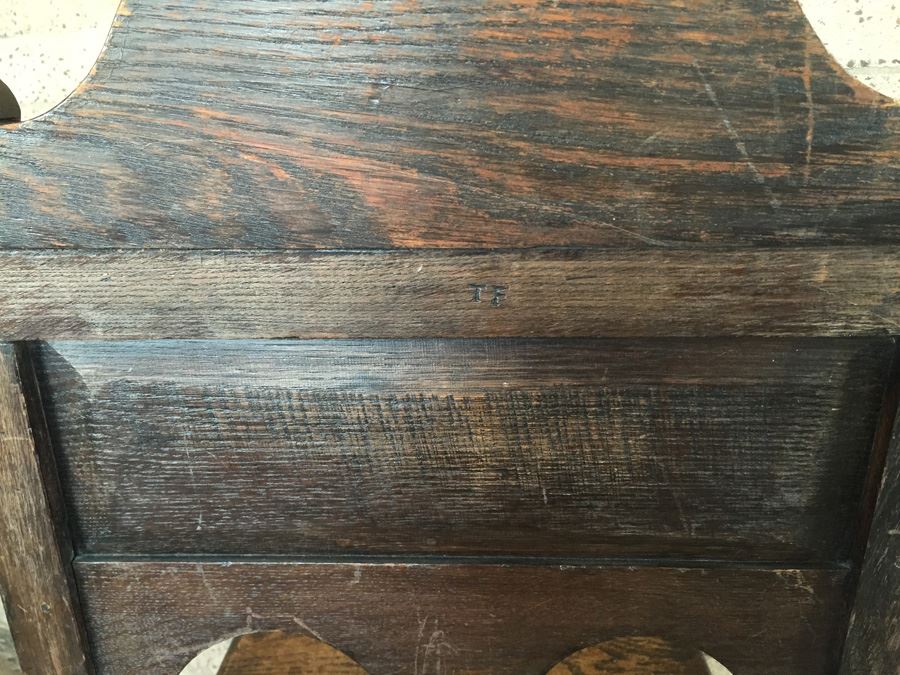 Antique Carved Wood Chair With Turned Legs Signed TF [Photo 18]