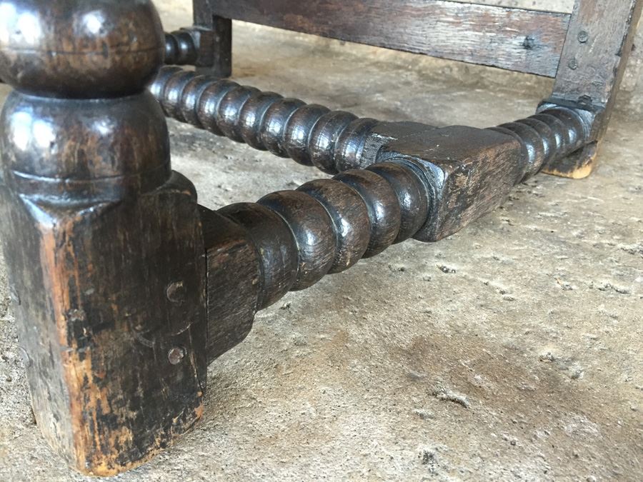 Antique Carved Wood Chair With Turned Legs Signed TF [Photo 12]