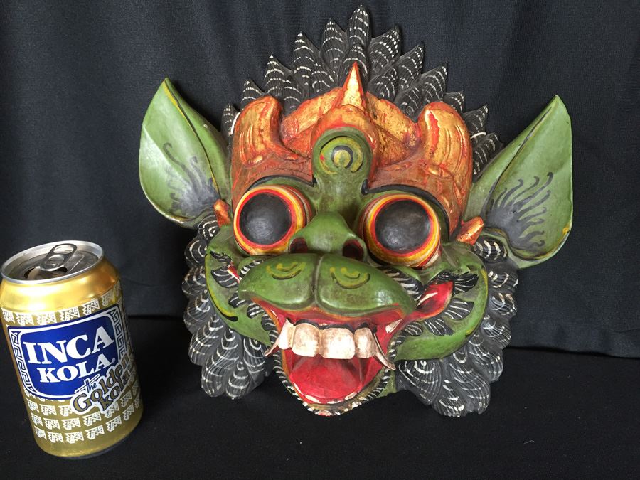 Wooden Carved Hand Painted Balinese Hindu Sugriwa Mask