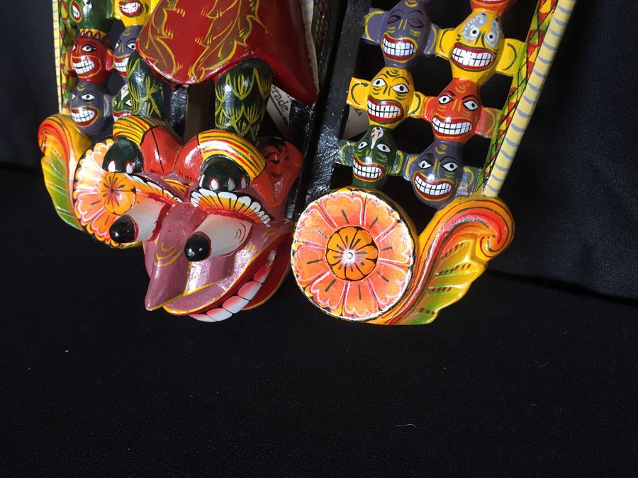 Ceremonial Mask From Sri Lanka - Daha Ata Sanniya - Raksha Mask [Photo 3]