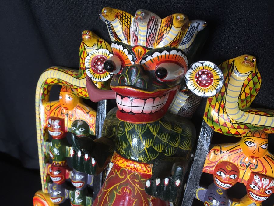 Ceremonial Mask From Sri Lanka - Daha Ata Sanniya - Raksha Mask [Photo 2]