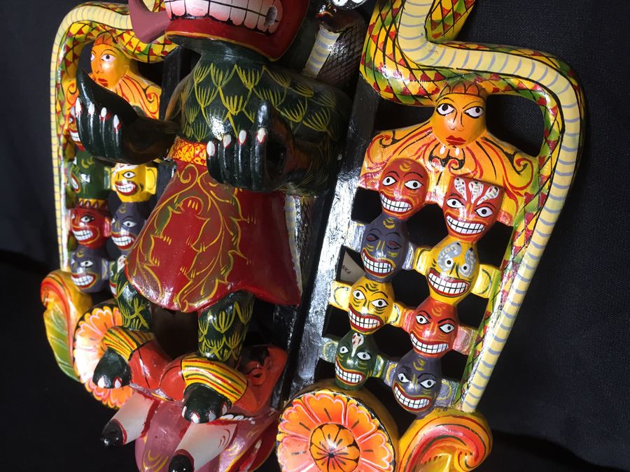 Ceremonial Mask From Sri Lanka - Daha Ata Sanniya - Raksha Mask [Photo 7]