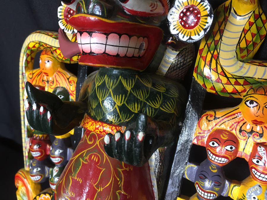 Ceremonial Mask From Sri Lanka - Daha Ata Sanniya - Raksha Mask [Photo 6]