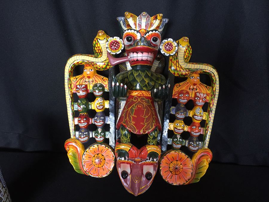 Ceremonial Mask From Sri Lanka - Daha Ata Sanniya - Raksha Mask [Photo 5]