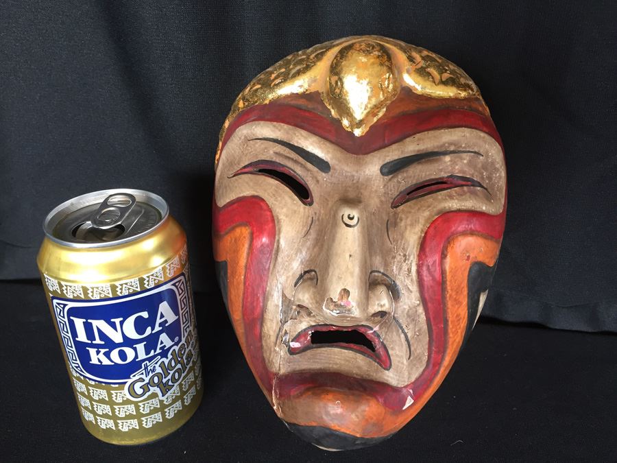 Hand Painted Hand Carved Demon Mask