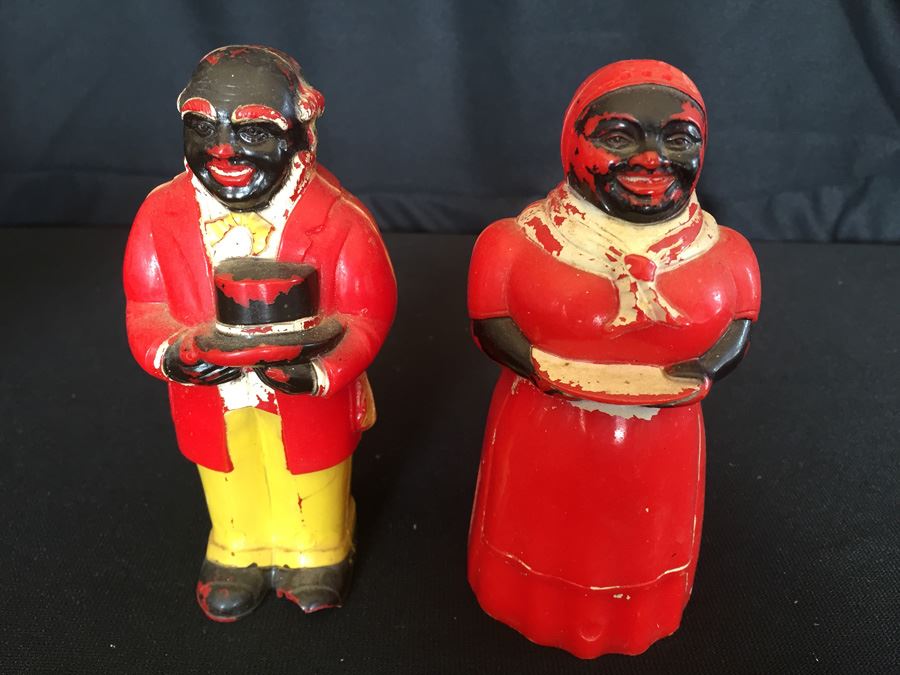 Black Americana 1950s Aunt Jemima & Uncle Mose Plastic Salt N Pepper Shakers [Photo 3]