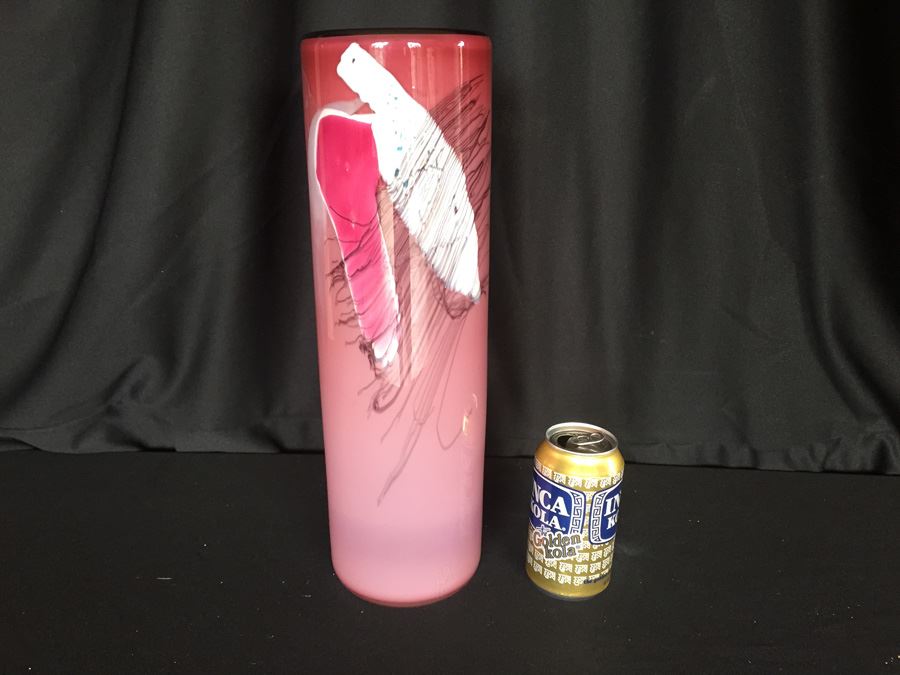 Large Pink Art Glass Vase [Photo 1]