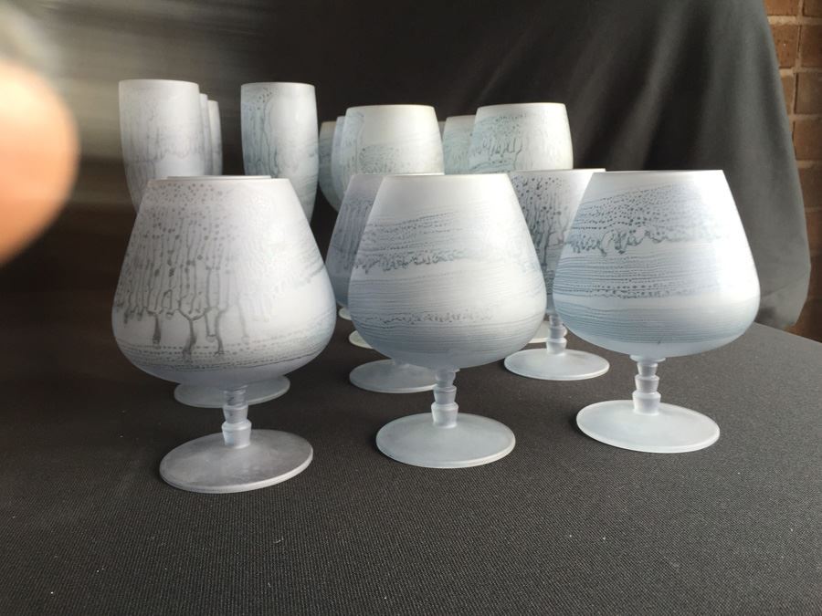 Israeli Hand Painted Hebron Art Glass Stemware Set [Photo 3]