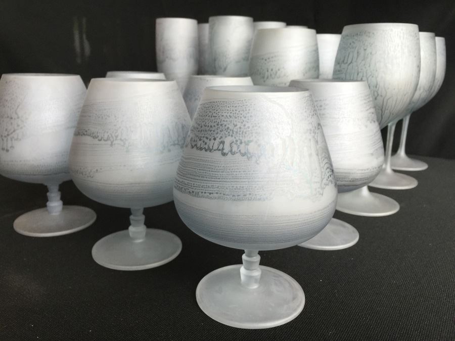 Israeli Hand Painted Hebron Art Glass Stemware Set [Photo 11]