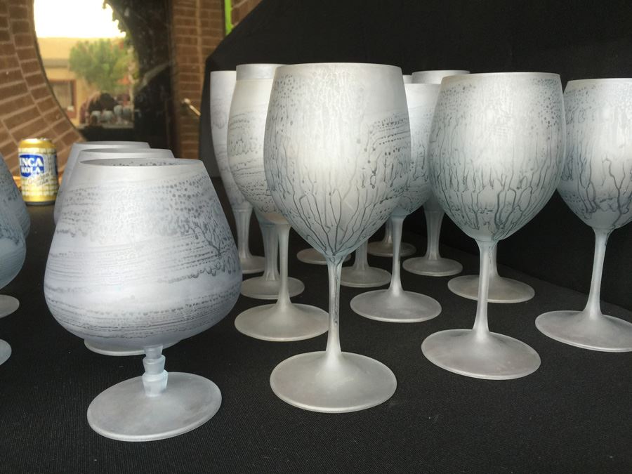 Israeli Hand Painted Hebron Art Glass Stemware Set [Photo 6]