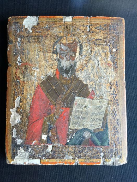 Antique Russian Religious Artwork Russian Orthodox Icon On Wood [Photo 1]