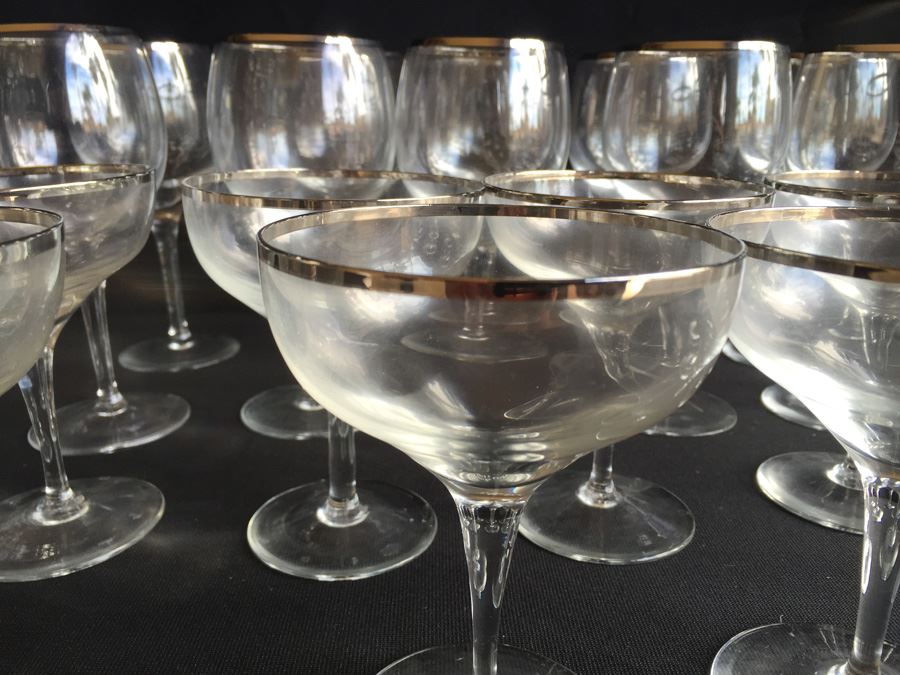 Lenox Gold Rimmed Glass Stemware 32 Glasses lenox-gold-rimmed-glass-stemware-32-glasses