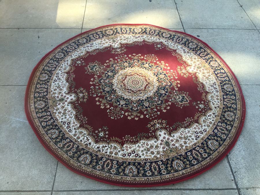 Synthetic Oriental Style Circular Rug