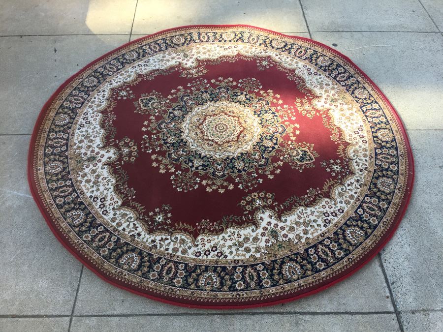 Synthetic Oriental Style Circular Rug [Photo 2]
