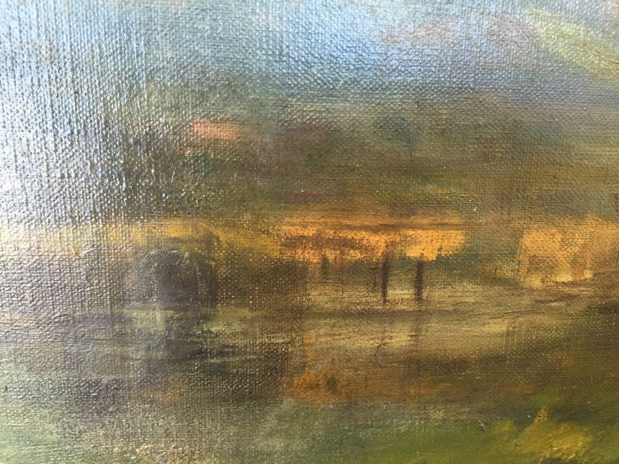 Well Executed Japanese Plein Air Oil Painting Of Mount Fuji Signed And Stamped On Back Signature Illegible [Photo 9]