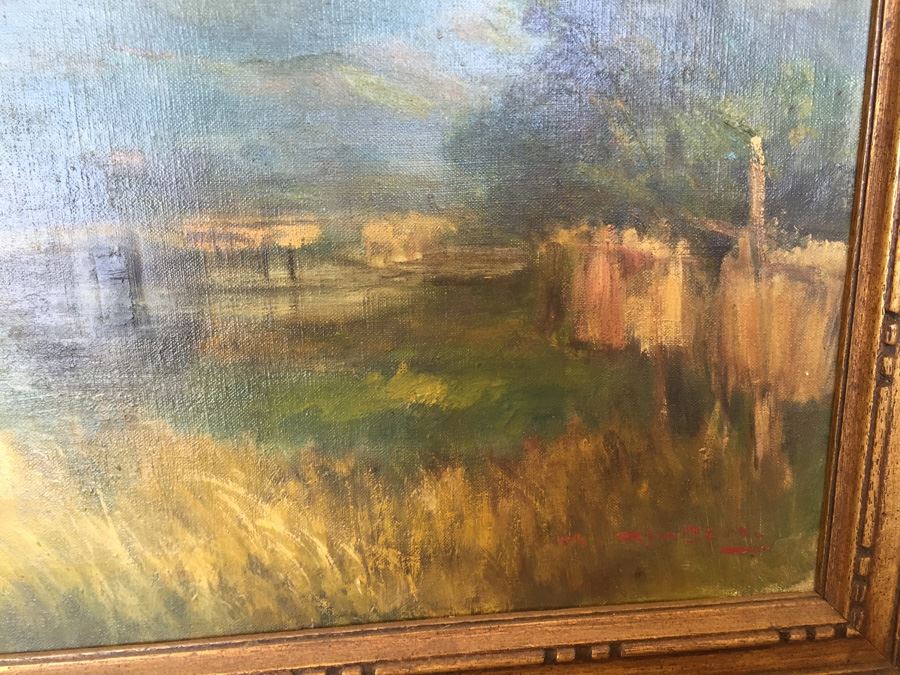 Well Executed Japanese Plein Air Oil Painting Of Mount Fuji Signed And Stamped On Back Signature Illegible [Photo 5]