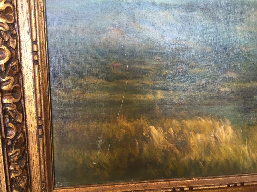 Well Executed Japanese Plein Air Oil Painting Of Mount Fuji Signed And Stamped On Back Signature Illegible [Photo 11]