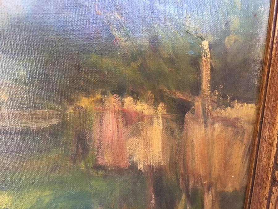 Well Executed Japanese Plein Air Oil Painting Of Mount Fuji Signed And Stamped On Back Signature Illegible [Photo 8]