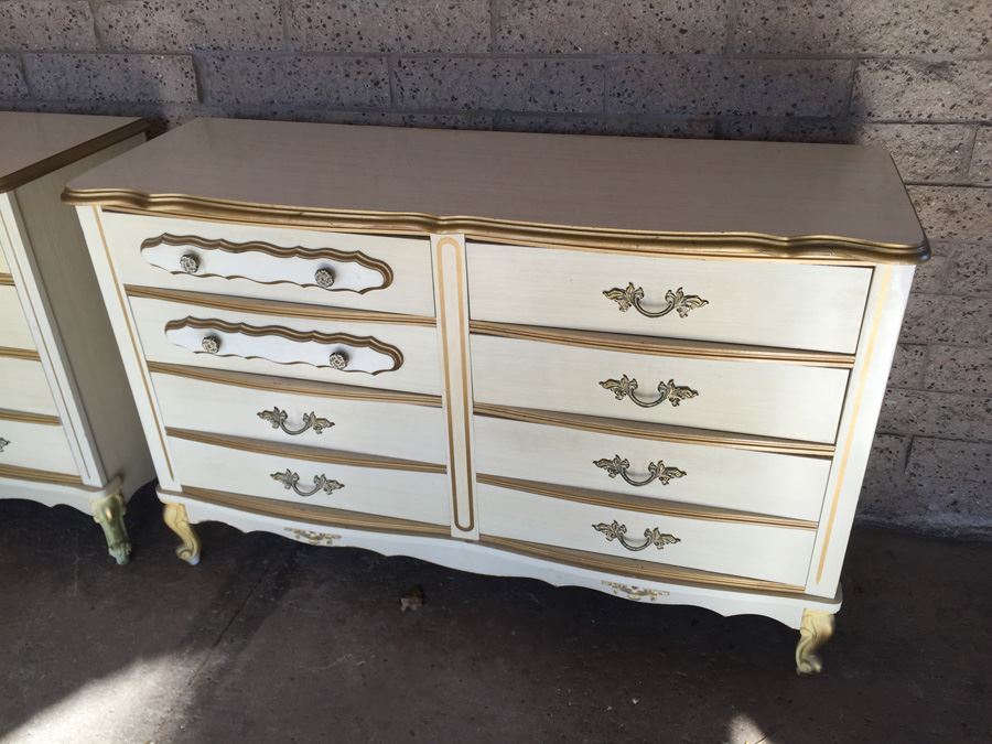 White And Gold French Provencial Dresser Set
