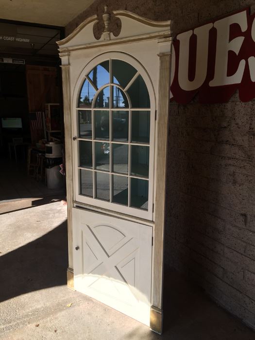 White And Gold Corner Cabinet