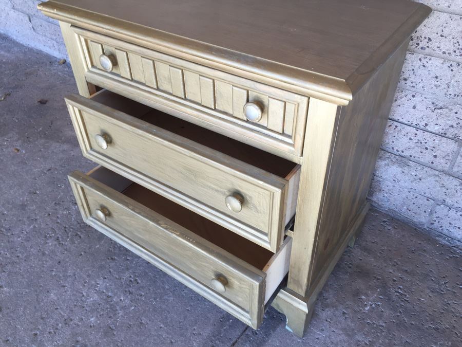 Gold Painted Wooden Nightstand [Photo 6]