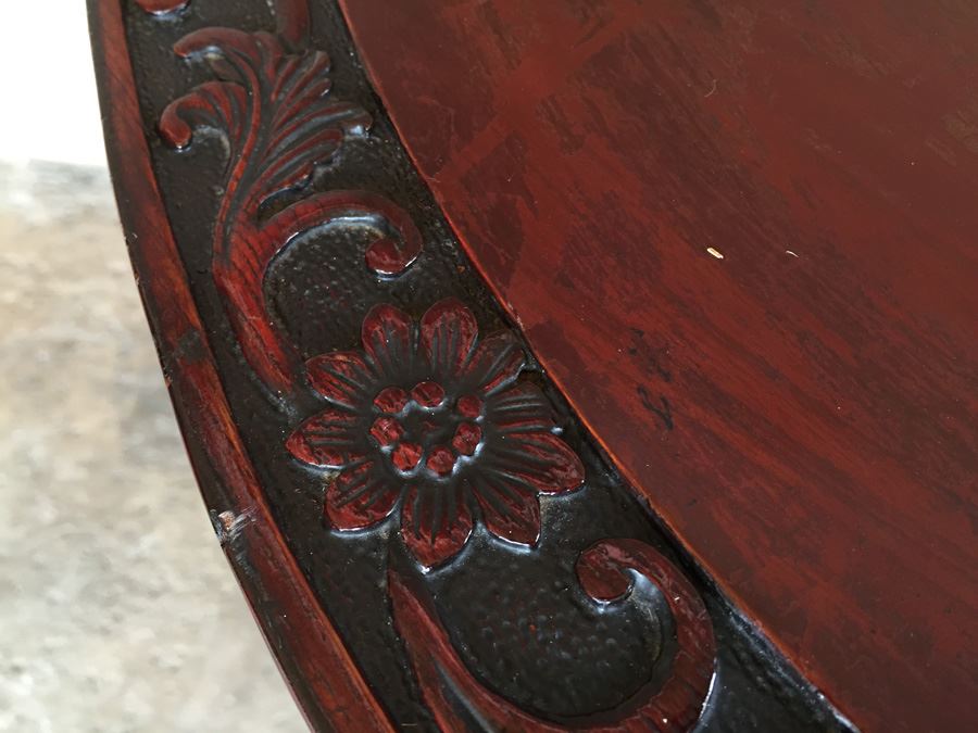 Ornately Carved Wooden Nesting Tables Bamboo Design [Photo 19]