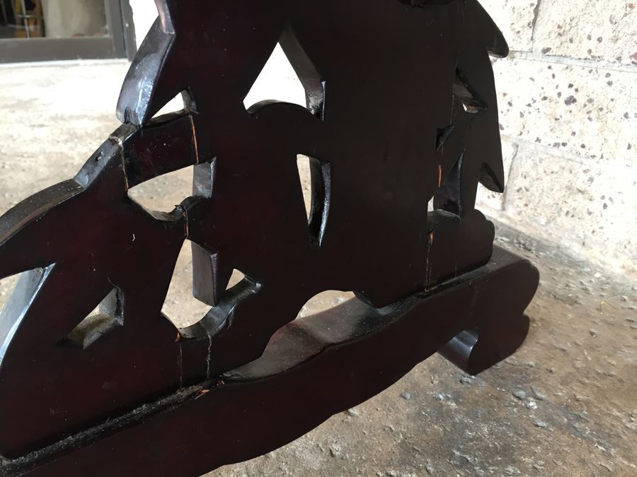 Ornately Carved Wooden Nesting Tables Bamboo Design [Photo 13]