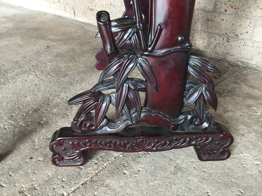 Ornately Carved Wooden Nesting Tables Bamboo Design [Photo 18]