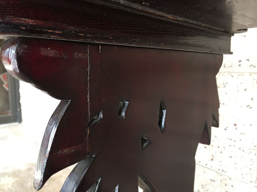 Ornately Carved Wooden Nesting Tables Bamboo Design [Photo 14]