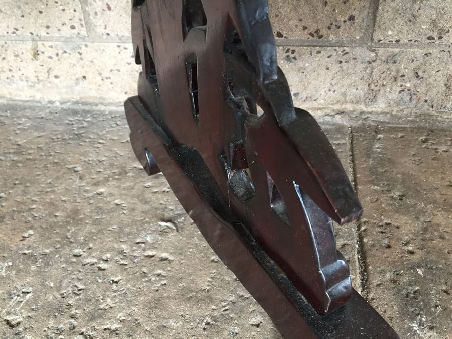 Ornately Carved Wooden Nesting Tables Bamboo Design [Photo 16]