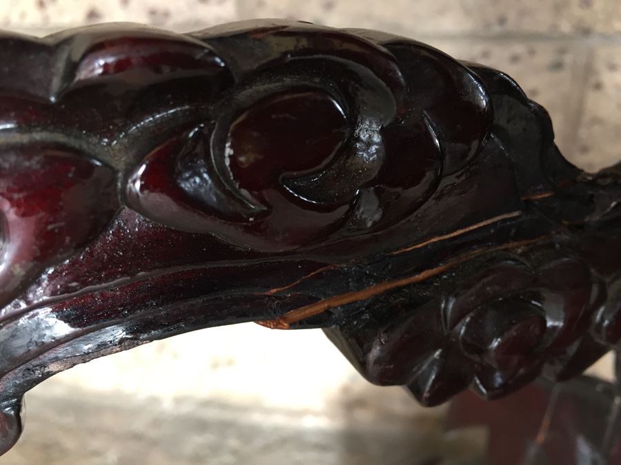 Ornately Carved Wooden Nesting Tables Bamboo Design [Photo 15]