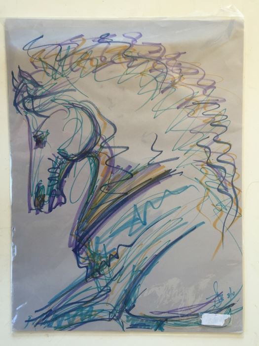 ORIGINAL Ink Sketch By Donna Bernstein Horse Head - Estimate $1,000 [Photo 1]
