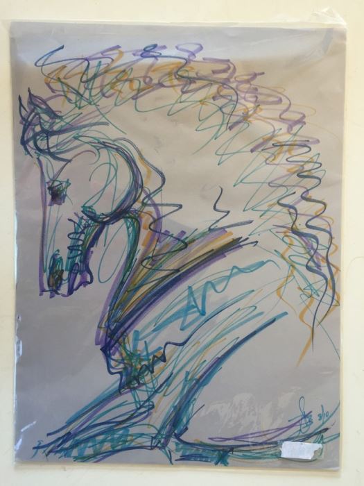 ORIGINAL Ink Sketch By Donna Bernstein Horse Head - Estimate $1,000 [Photo 3]