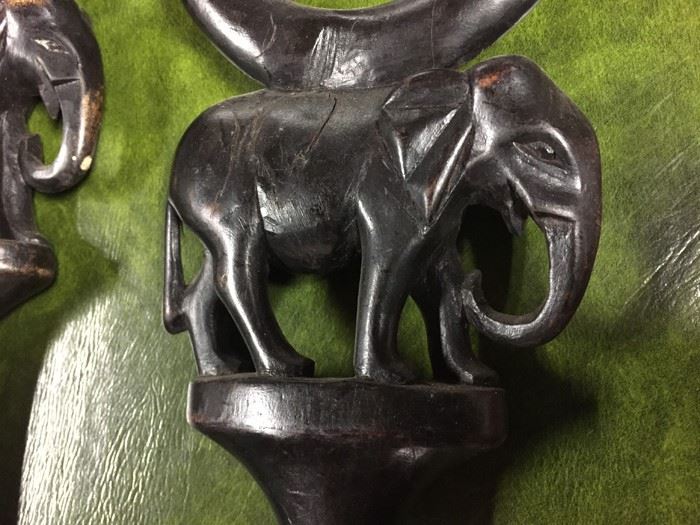 Pair Of Carved Wooden African Elephant Canes [Photo 3]