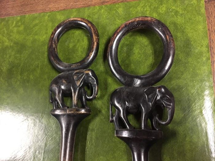 Pair Of Carved Wooden African Elephant Canes [Photo 2]