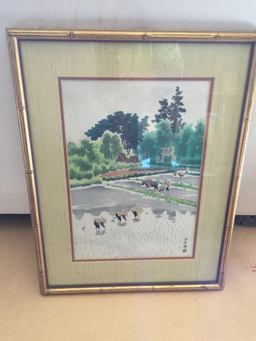 Woodblock Print Japanese Rice Planters Signed [Photo 4]