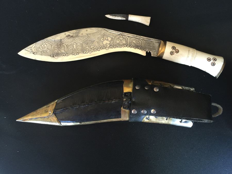 Nepalese Folk Art Knife Kukris Ornately Detailed [Photo 9]