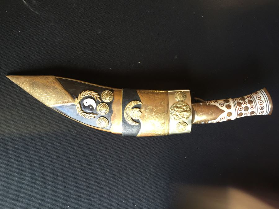 Nepalese Folk Art Knife Kukris Ornately Detailed [Photo 1]