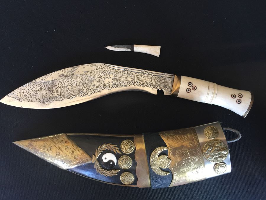 Nepalese Folk Art Knife Kukris Ornately Detailed [Photo 8]