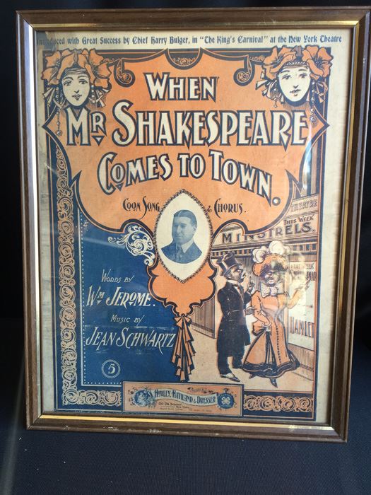 Framed Black Americana Sheet Music - When Mr. Shakespeare Comes To Town [Photo 1]