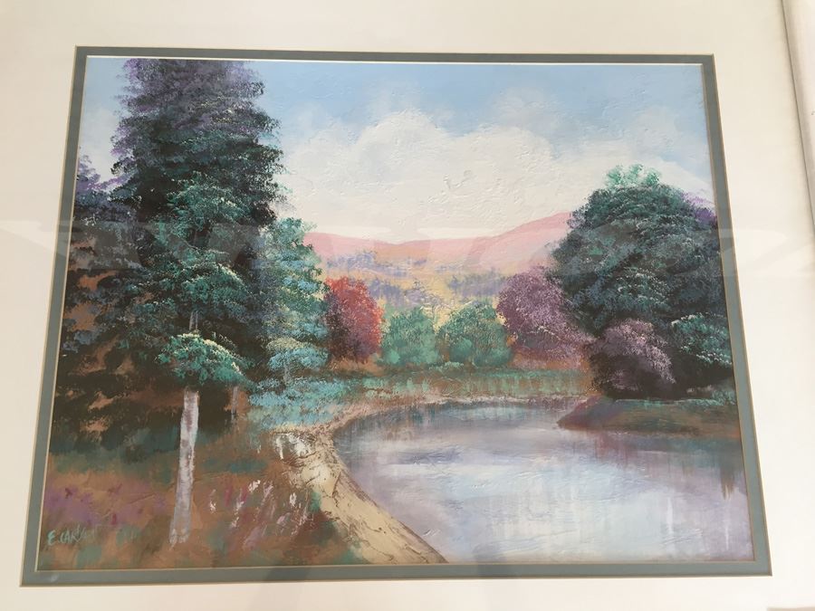 E. Carlsen Original Landscape Painting Framed [Photo 2]
