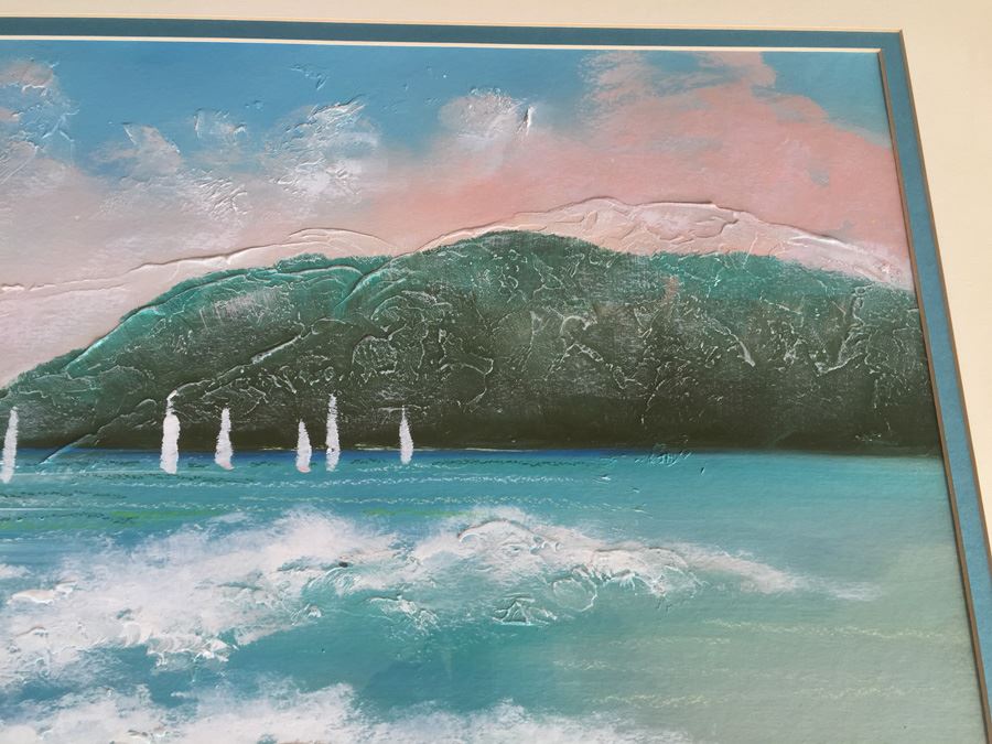 J. Paul Original Painting Nautical Seascape Sailboats Framed [Photo 5]