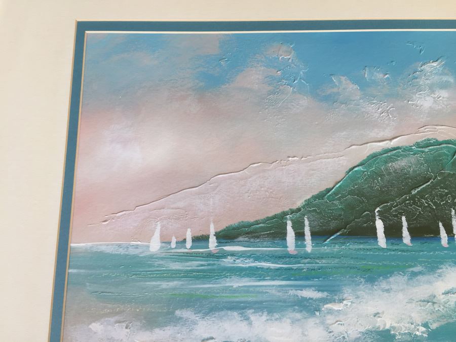 J. Paul Original Painting Nautical Seascape Sailboats Framed [Photo 3]