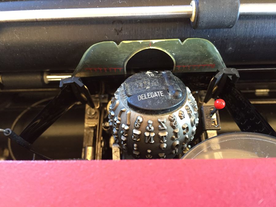 Vintage IBM Selectric Typewriter Lipstick Red With Manual And Dustcover Estimate $500 [Photo 6]