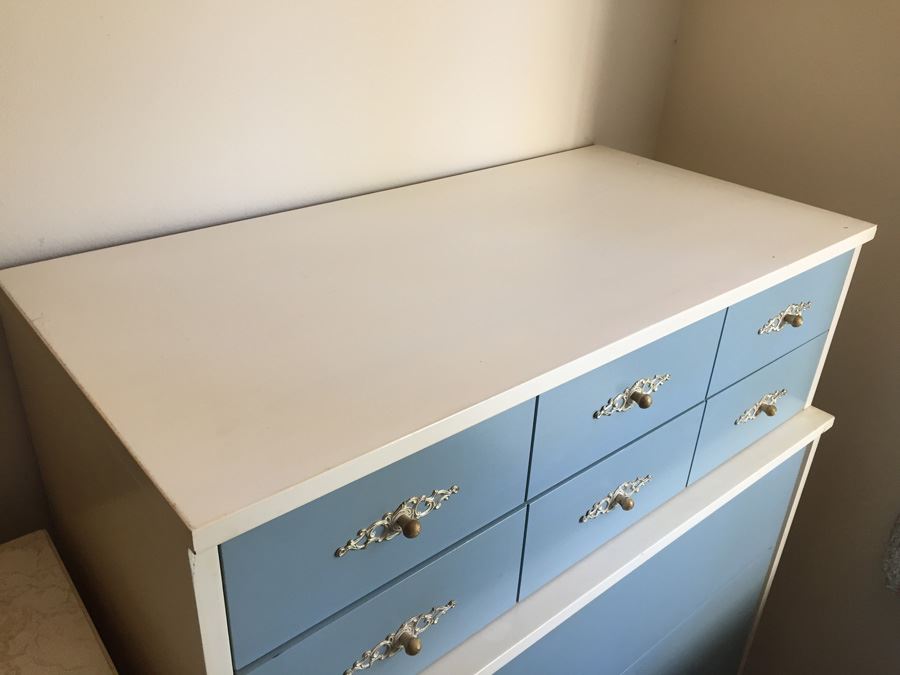 4-Piece Mid-Century Modern Blue Painted Bedroom Set [Photo 10]