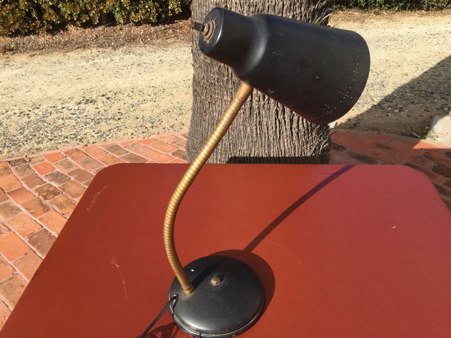 Vintage Industrial Gooseneck Metal Desk Lamp [Photo 3]