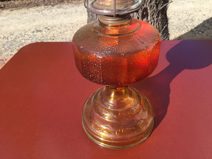 Amber Kerosene Lamp With Glass Chimney [Photo 2]