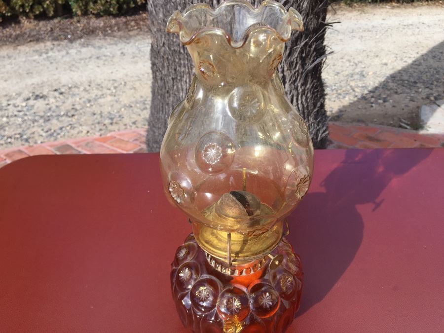 Ornate Kerosene Lamp With Handle And Fluted Glass Chimney P & A Risdon Mfg Co Danbury CT [Photo 5]