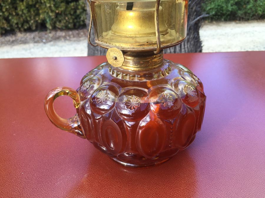 Ornate Kerosene Lamp With Handle And Fluted Glass Chimney P & A Risdon Mfg Co Danbury CT [Photo 8]