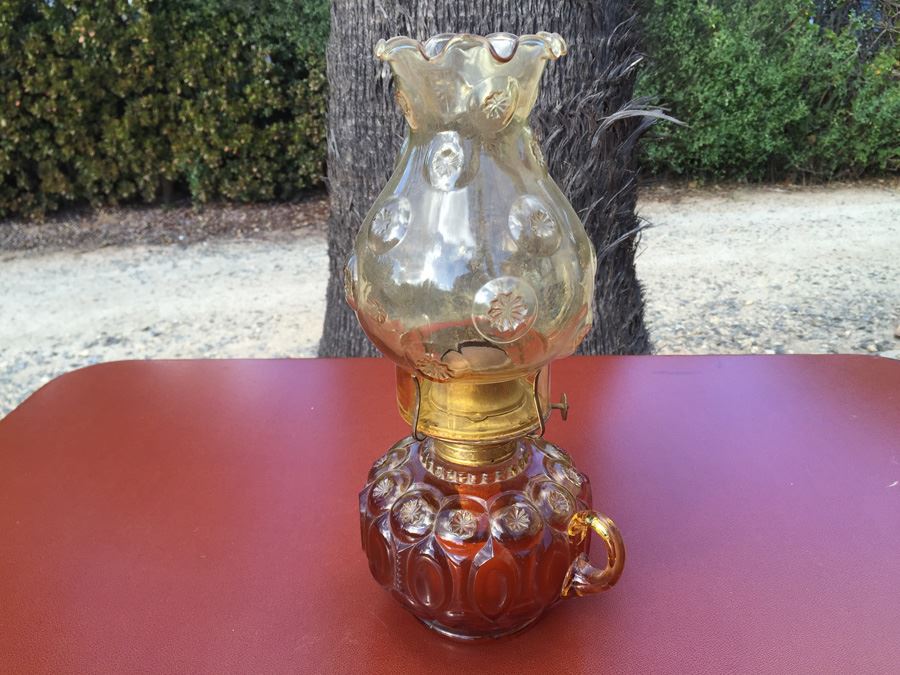 Ornate Kerosene Lamp With Handle And Fluted Glass Chimney P & A Risdon Mfg Co Danbury CT [Photo 10]